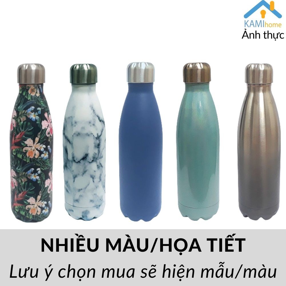 Bình giữ nhiệt inox giữ nóng lạnh hình Chai nước cá tính 500ml bình cốc inox cao cấp mã 22032