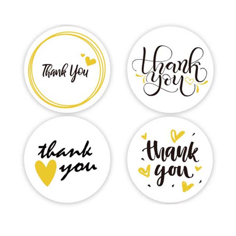 Cuộn 500 Sticker Tròn In Chữ Thank You Trang Trí Thủ Công
