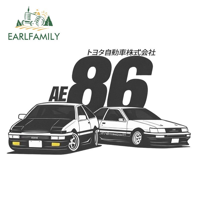 Đề Can vinyl Nhật Bản Dán Trang Trí Xe Hơi Chống Nước 13X7.6Cm Fujiiwara Takashi ae86 jdm