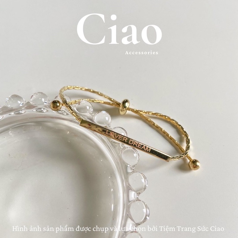 [HOẢ TỐC 1H] Vòng tay/ Lắc tay titan không gỉ thiết kế hoạ tiết chữ đơn giản Lover Dream Ciao