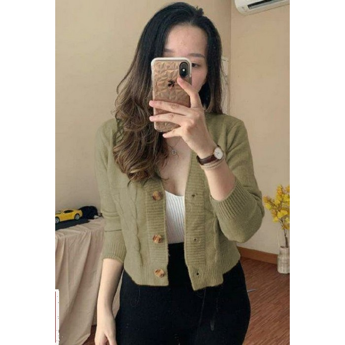 Áo Khoác Dệt Kim Nữ Màu Xám Đen 88 Xl TM139 Cardi Rosie Mocca