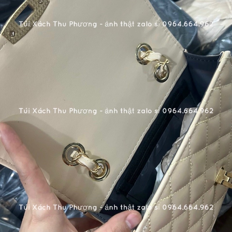 Túi đeo chéo, kẹp nách trần ô trám khoá gập siêu xinh cho nữ (ảnh thật shop chụp)