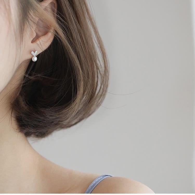 Bông Tai,Khuyên Tai Bạc 925 Hình Tim Nhỏ Xinh Cực Dễ Thương