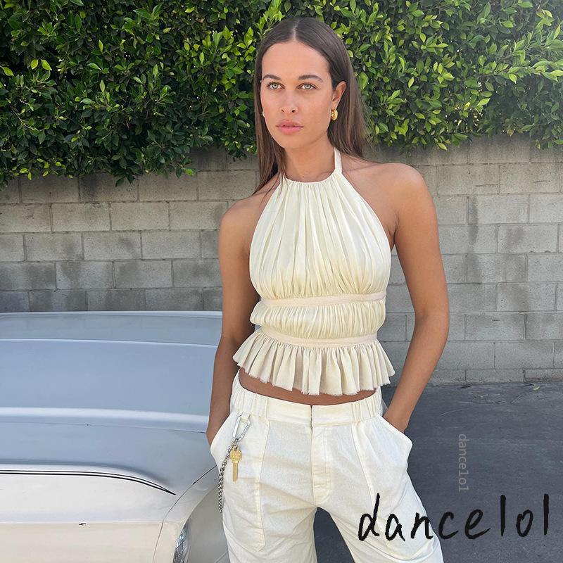 Áo Khiêu Vũ Mùa Hè 1O1- Thời Trang Nữ Cổ Yếm Hở Lưng Nhún Bèo