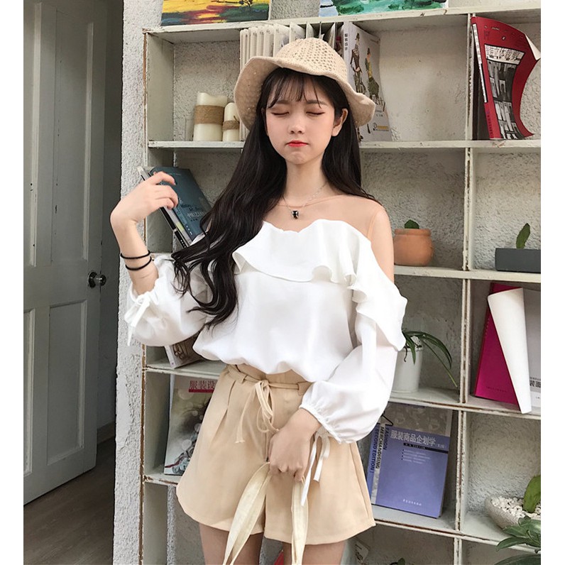 CÓ SẴN - Áo trễ vai tiểu thư cực xinh xắn Ulzzang - A390 | BigBuy360 - bigbuy360.vn