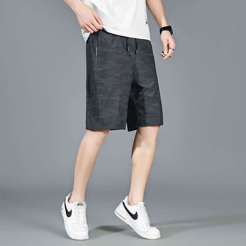 Quần Short Thể Thao Dáng Rộng Vải Lụa Lạnh Nhanh Khô Thời Trang Đi Biển Cho Nam
