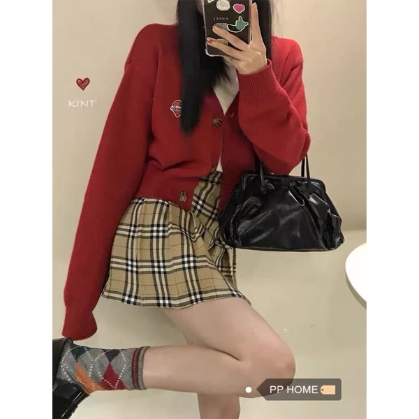 Croptop Cardigan Đỏ