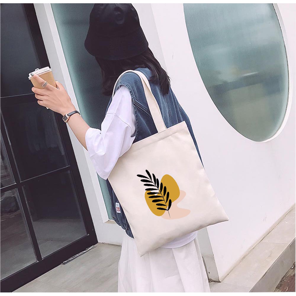 [Mã BMBAU50 giảm 7% đơn 150K] Túi Tote Vải Mộc GINKO Dây Kéo In Hình Minimalism Art M16