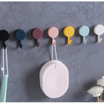 Vỉ 10 Móc dán tường nhựa tròn dính tường tròn nhiều màu