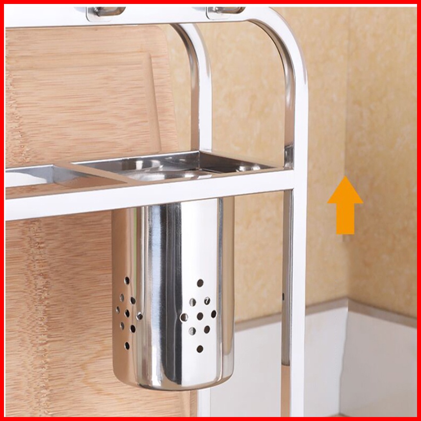 Kệ inox để dao thớt inox 304 kích thước 35x18x27cm, ống cắm đũa thìa, khay hứng nước inox xịn