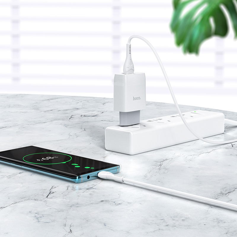 Bộ sạc nhanh 18W Hoco C72Q cổng USB, QC3.0 đầu Micro, Type-C Android dây cáp dài 1m - Chính hãng