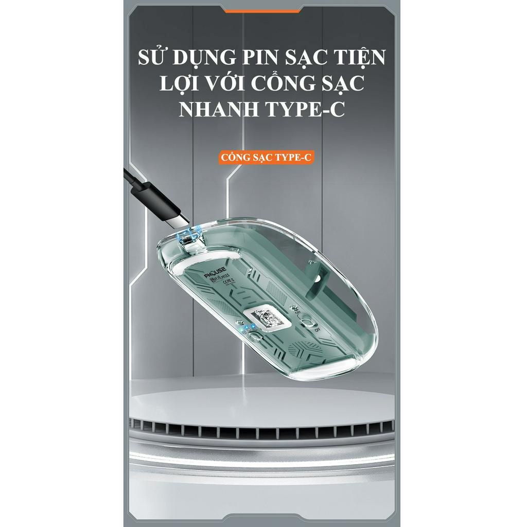 Chuột không dây FMOUSE M133 kết nối Bluetooth và USB thiết kế trong suốt độc lạ DPI lên đến 2400