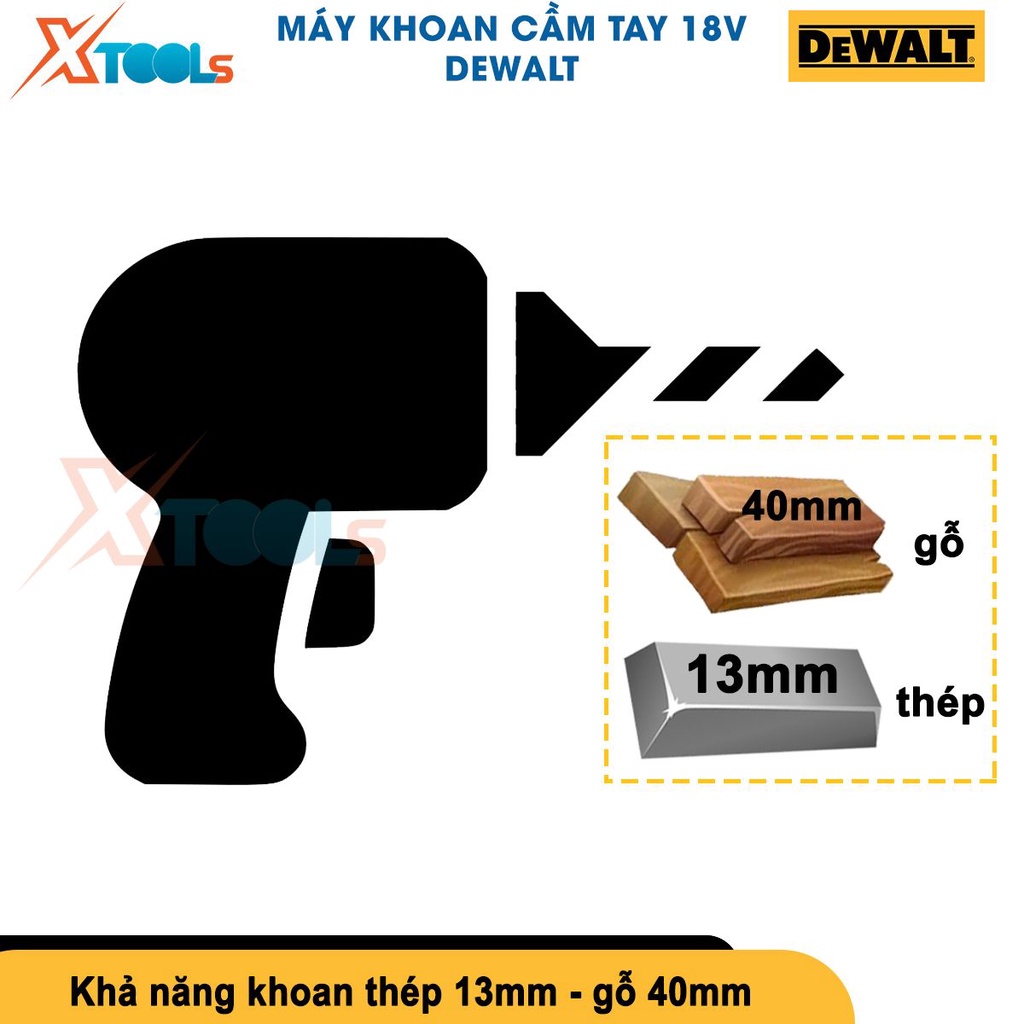 Máy khoan pin 18V Dewalt DCD791N động cơ không chổi than, tốc độ không tải 0-2000v/p [CHÍNH HÃNG][XTOOLS]
