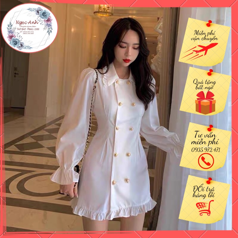Đầm váy nữ thiết kế kiểu ghi lê cài nút sang trọng đi chơi siêu đẹp giá rẻ