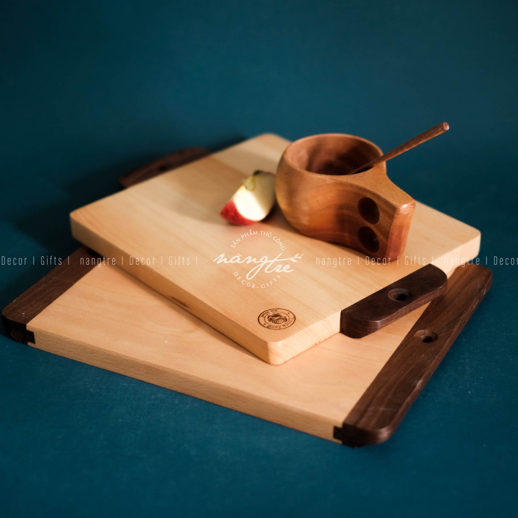 Thớt gỗ trang trí tay cầm - Thớt gỗ beech tay cầm mới- Wooden cutting board