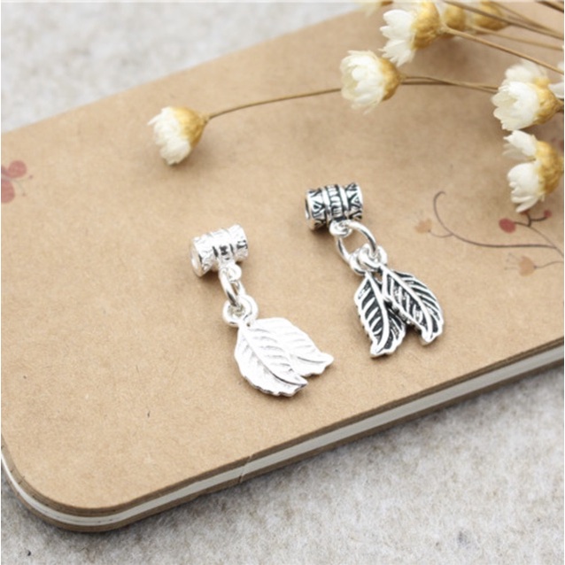 SỈ SIÊU RẺ  Charm bạc lá đôi/ charm treo bạc lá đôi hàng đẹp - Bạc chuẩn loại 1, PH717