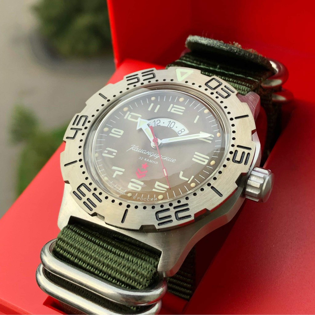 Đồng hồ Nga Vostok komandirskie 350754. Đồng hồ nam Vostok máy cơ tự động, size mặt 42 chống nước 10ATM