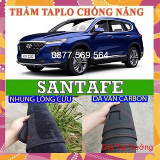 Thảm taplo hyundai santafe - da vân carbon-nhung lông cừu