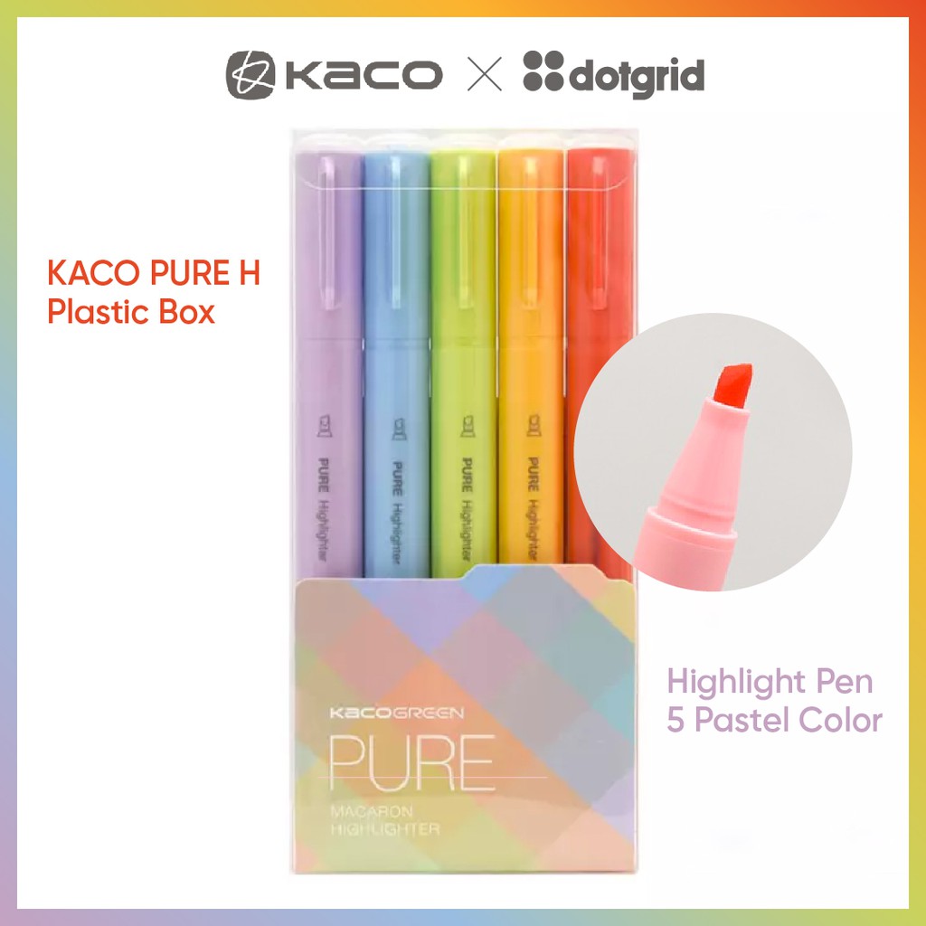 Bộ 05 bút Highlight Plastic KACO H Pastel mẫu 02