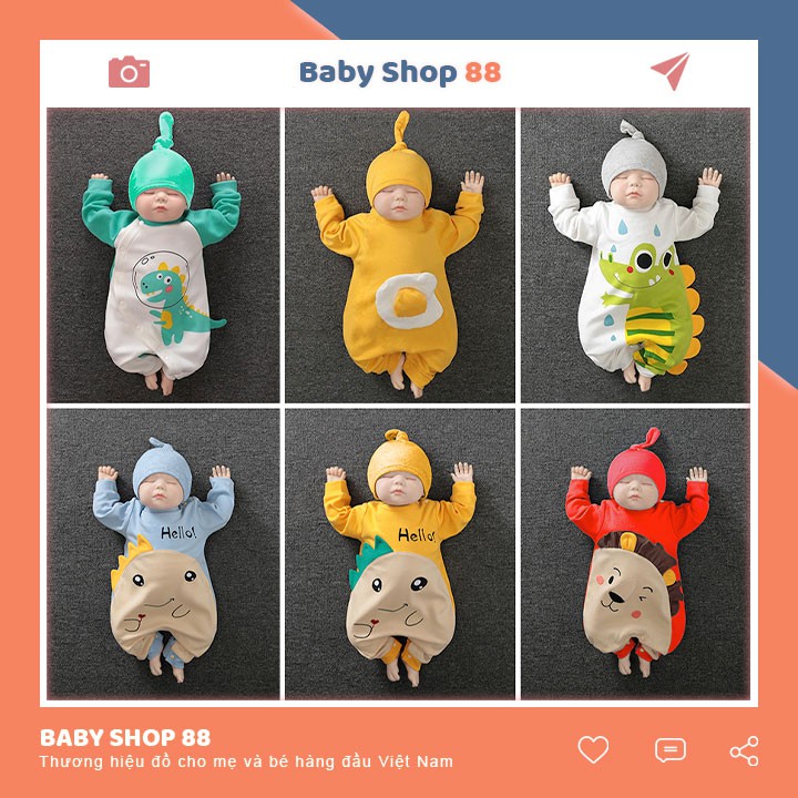 Quần Áo Trẻ Em Sơ Sinh Bộ Đồ Liền Thân Dài Tay Cotton Bodysuit Thú Cho Bé Trai Bé Gái [BDD18]