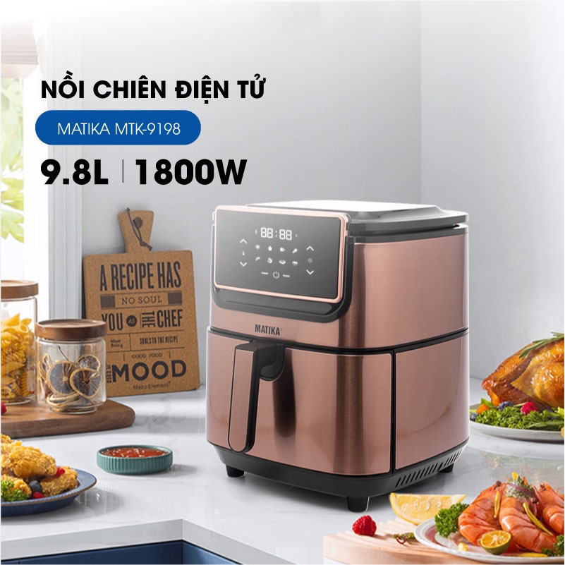 Nồi chiên không dầu MATIKA,nồi chiên điện tử dung tích 9.8L 1800W MTK-9198