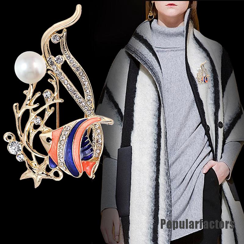 Ghim Cài Áo Hình Cá Và Ngọc Trai Sang Trọng