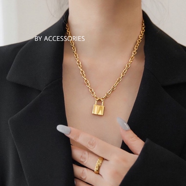 Vòng cổ titan xích ổ khóa lớn không gỉ UN200408