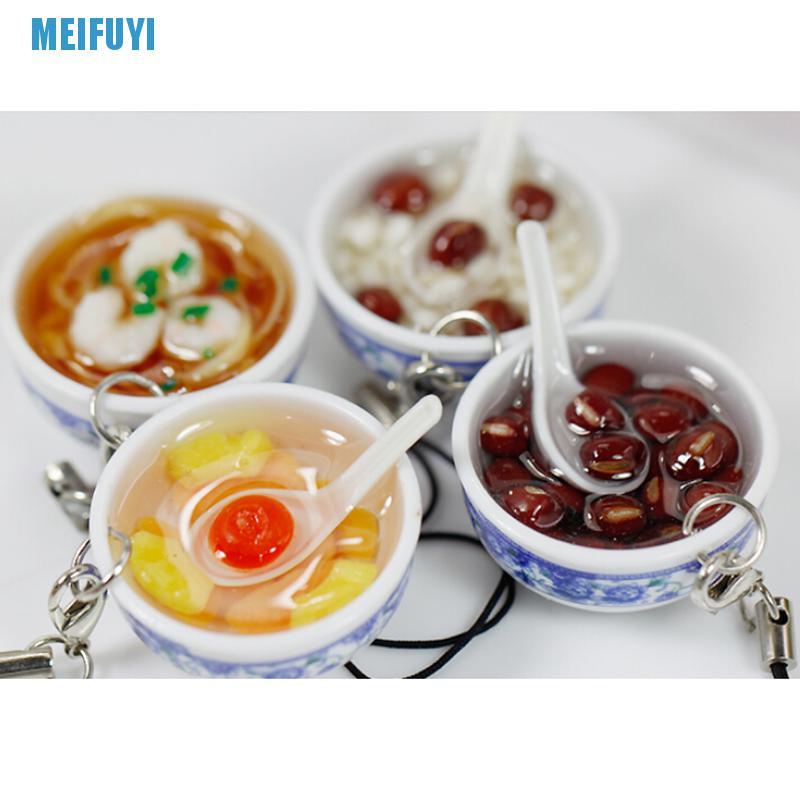 1 Móc Khóa Hình Tô Đựng Thức Ăn Trung Hoa Màu Trắng Và Xanh Dương Dễ Thương 439v