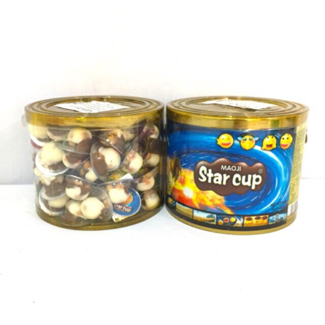 Hộp 100 cốc bánh chấm socola Star Cup Thái Lan 1Kg, bánh chocolate, sô cô la, bánh quy viên