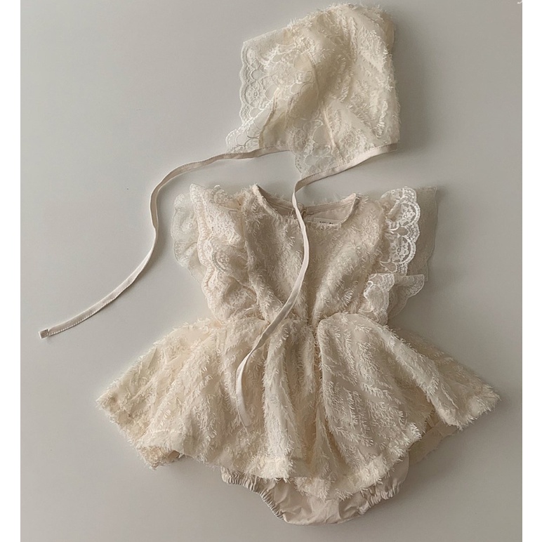 Set suit kèm mũ bonet thôi nôi Hàn Quốc dự tiệc cho bé gái made in Korea thời trang trẻ em BABYKOREA