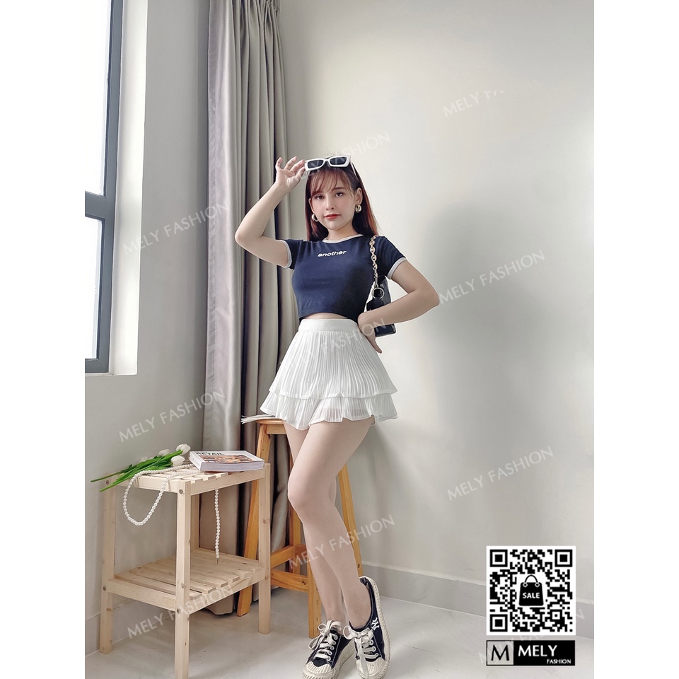 Chân váy xếp ly ngắn xòe 2 tầng cạp cao chất lụa Thái cao cấp trẻ trung năng động vô cùng tôn dáng Mely Fashion CV16 | BigBuy360 - bigbuy360.vn