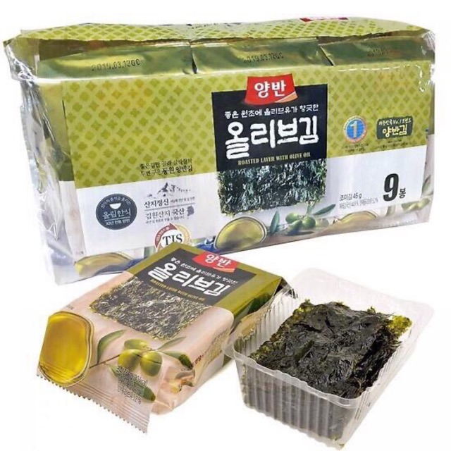 &lt;HOT&gt; Lá Kim Rong Biển Ăn Liền Vị Olive 5g*9 Gói/ Bịch