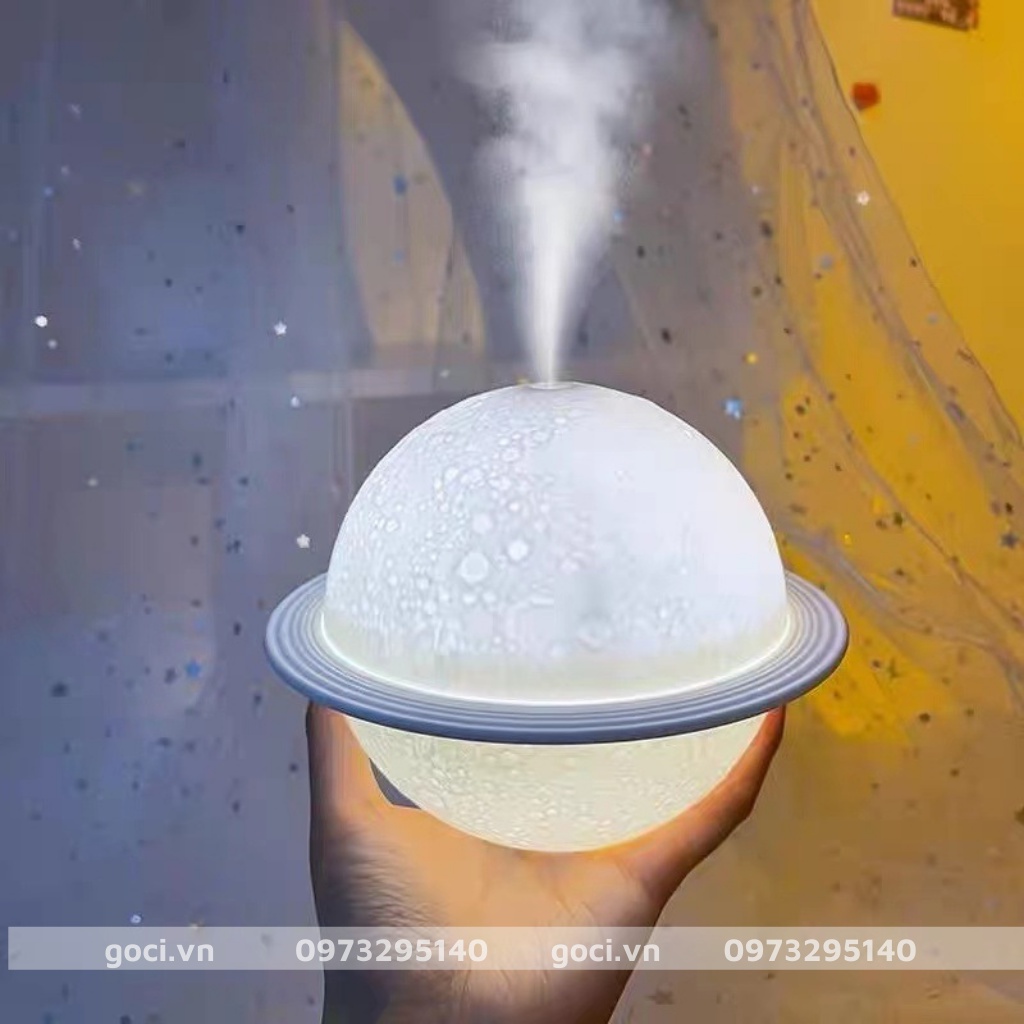 Đèn ngủ mặt trăng decor để bàn 3D phun sương xông tinh dầu trang trí phòng cực xinh toả hương thơm khử mùi
