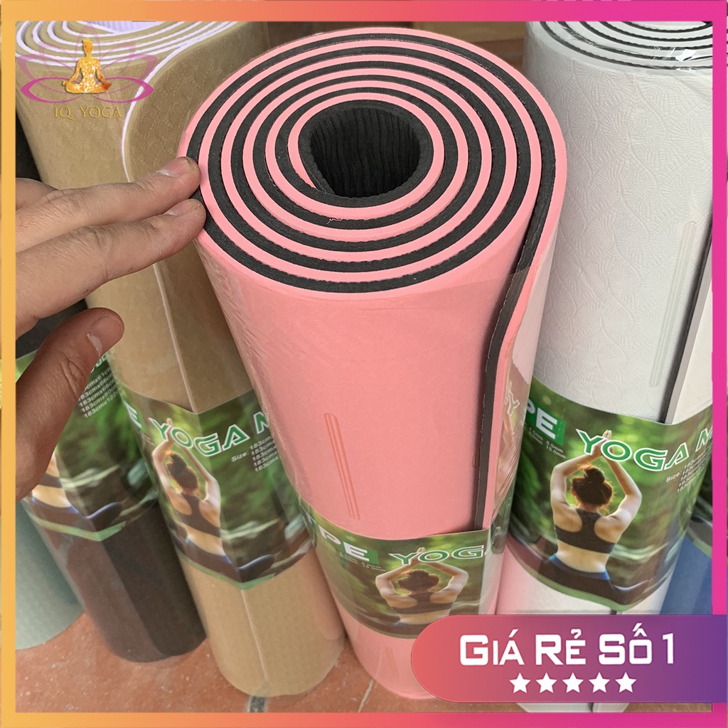 Thảm tập yoga định tuyến TPE 8mm 2 lớp có vân chống trơn trượt