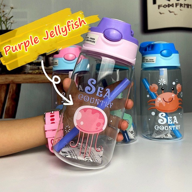 Bình Nước Nhựa Dung Tích 480ml Hình Động Vật Đáng Yêu Cho Bé