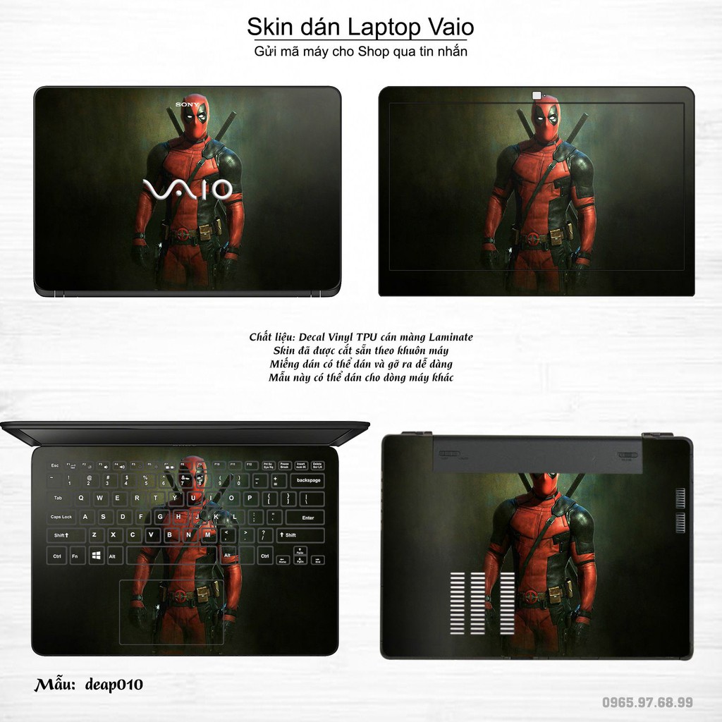 Skin dán Laptop Sony Vaio in hình Deadpool (inbox mã máy cho Shop)