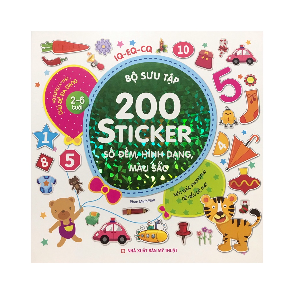 Sách - Bộ sưu tập 200 sticker số đếm hình dạng màu sắc