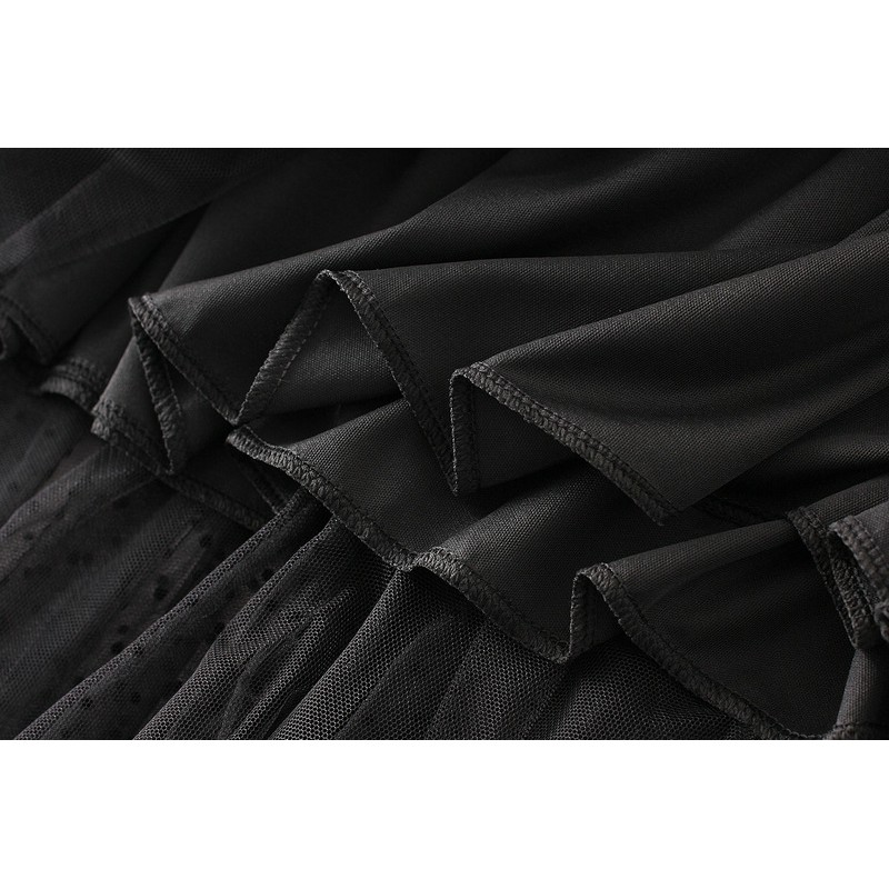 Autumn Winter Dots Print Double Layer Mesh Yarn Pleated Skirt Lady Girls Highwaist Half Body Skirt | BigBuy360 - bigbuy360.vn