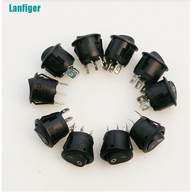 Set 10 Công Tắc ON / OFF Hình Tròn Mini 3 Chấu Màu Đen