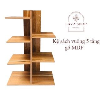 Kệ sách gỗ, giá để sách 5 tầng, chất liệu gỗ ép công nghiệp đã qua xử lý, bề mặt phủ Melamine chống xước, dễ dàng lắp