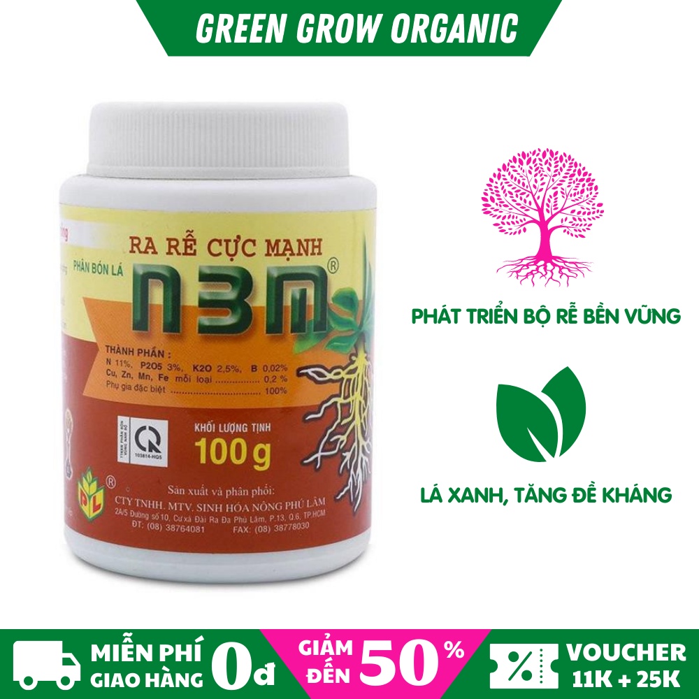 Thuốc kích rễ N3M 100gr GREEN GROW ORGANIC thuốc kích thích ra rễ cực mạnh siêu ra rễ cho cây MS126