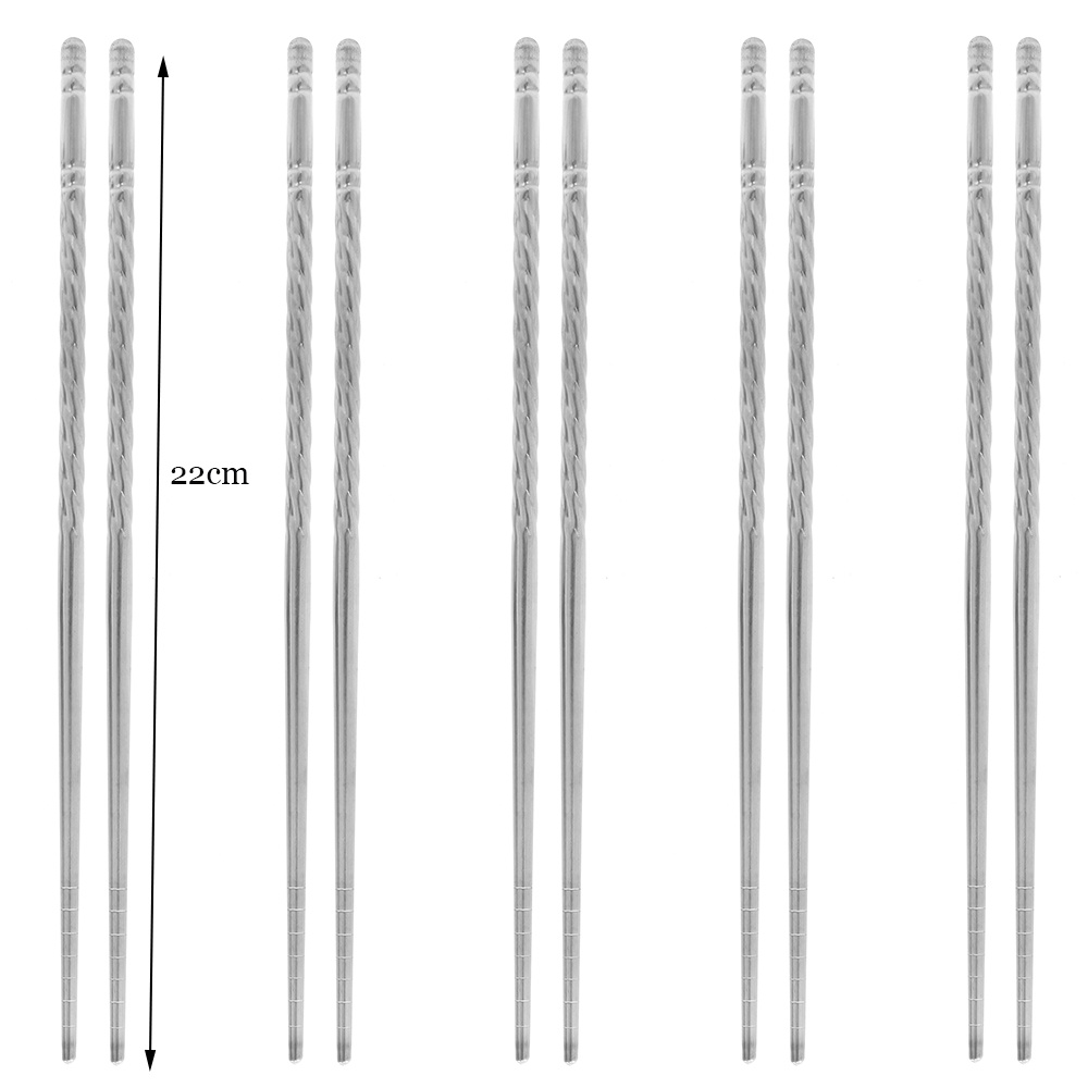 Set 5 Đôi Đũa Chất Liệu Thép Không Gỉ Chống Trượt