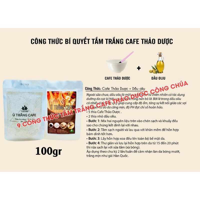 Ủ trắng cafe dùng cho face và body gói 100g