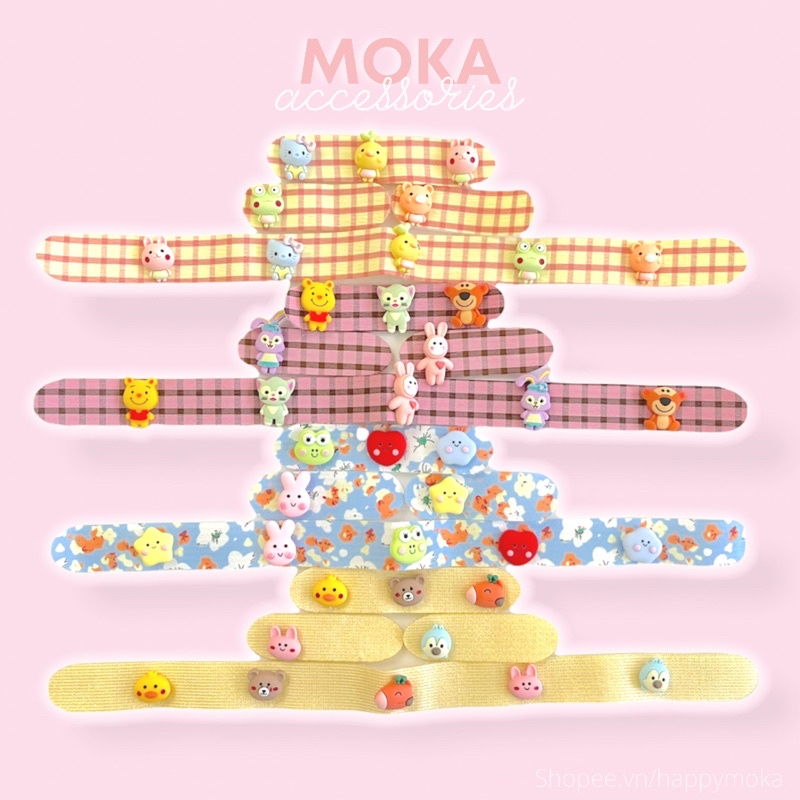 Set 2 miếng dán tóc ngắn gắn charm hoạt hình Moka (Ảnh thật shop tự chụp)