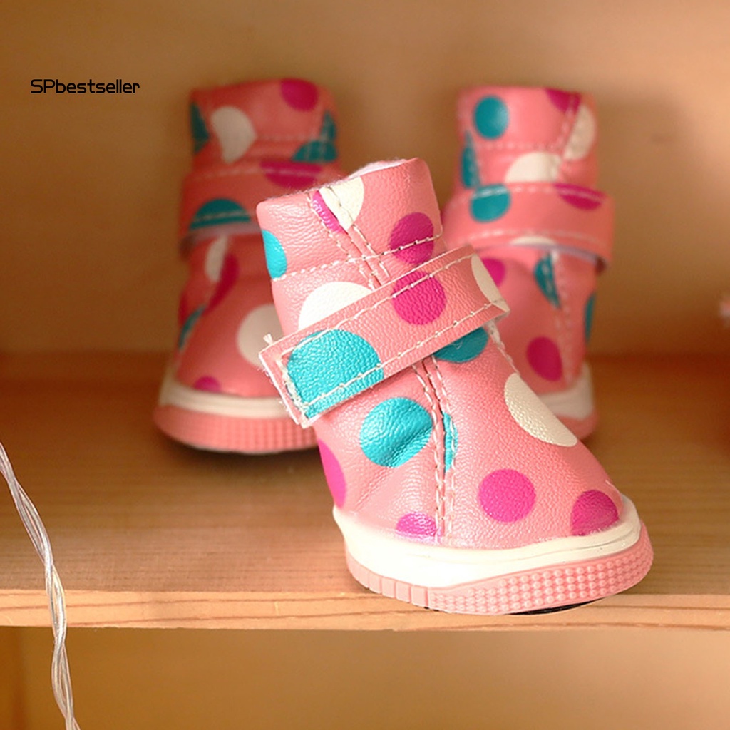 Bộ 4 Giày Bốt Giả Da Bắt Mắt Cho Thú Cưng