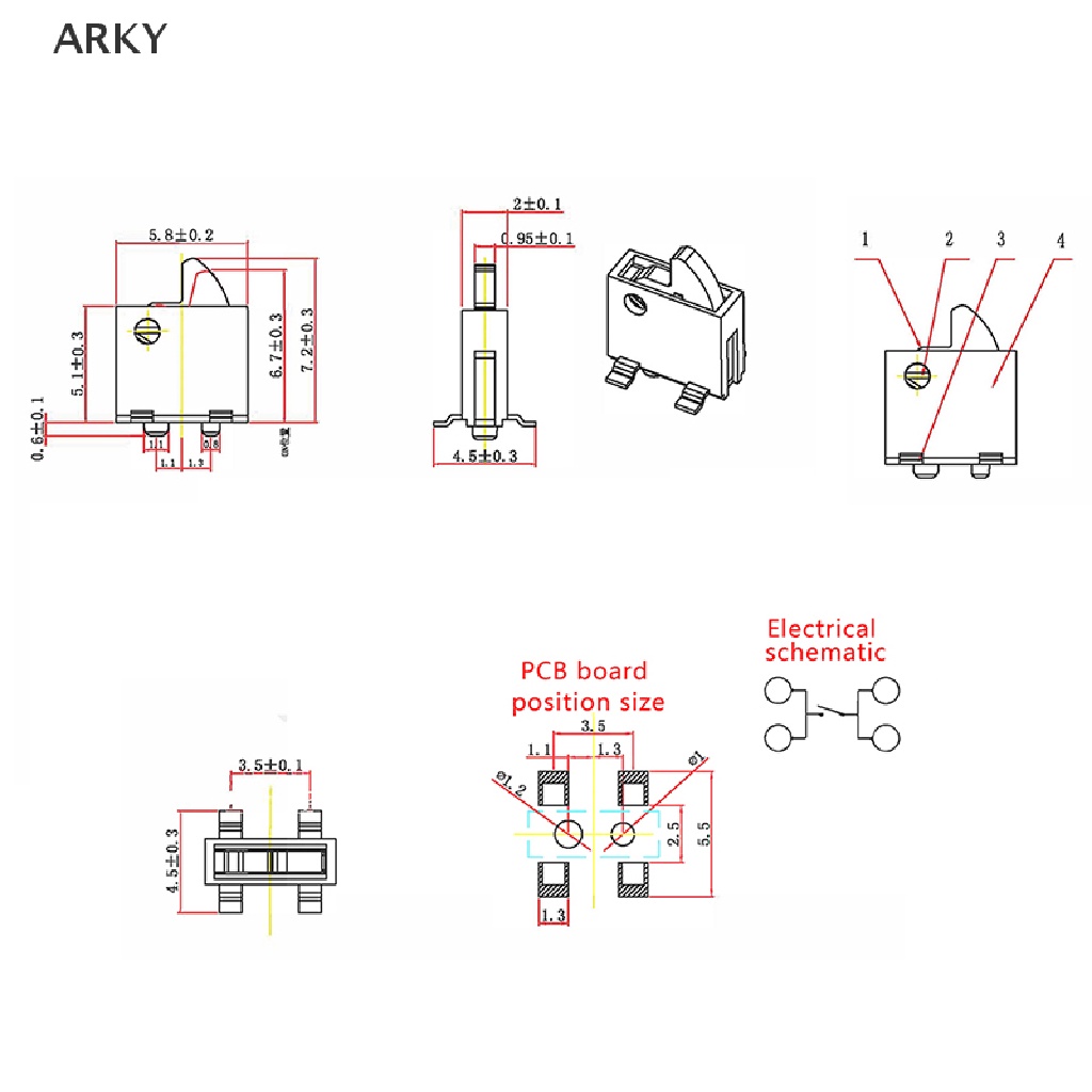 Set 10 Công Tắc Gạt Mini 4 Chấu