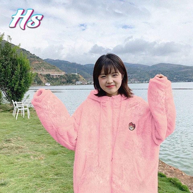 Áo lông thêu gấu nơ đỏ