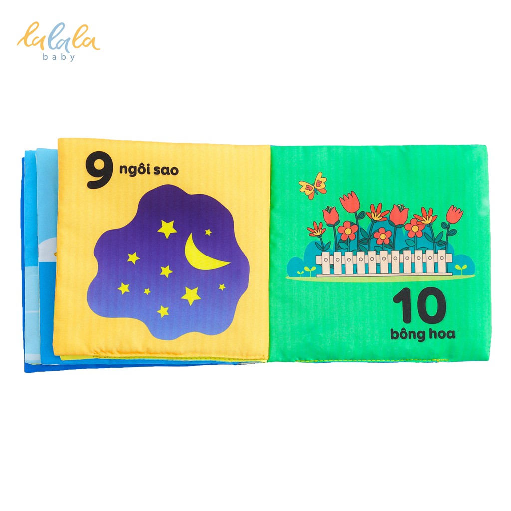 Sách vải Lalala Baby kích thích đa giác quan chủ đề Số đếm, kích thước 15x15cm 12 trang cho bé 0 - 4 tuổi