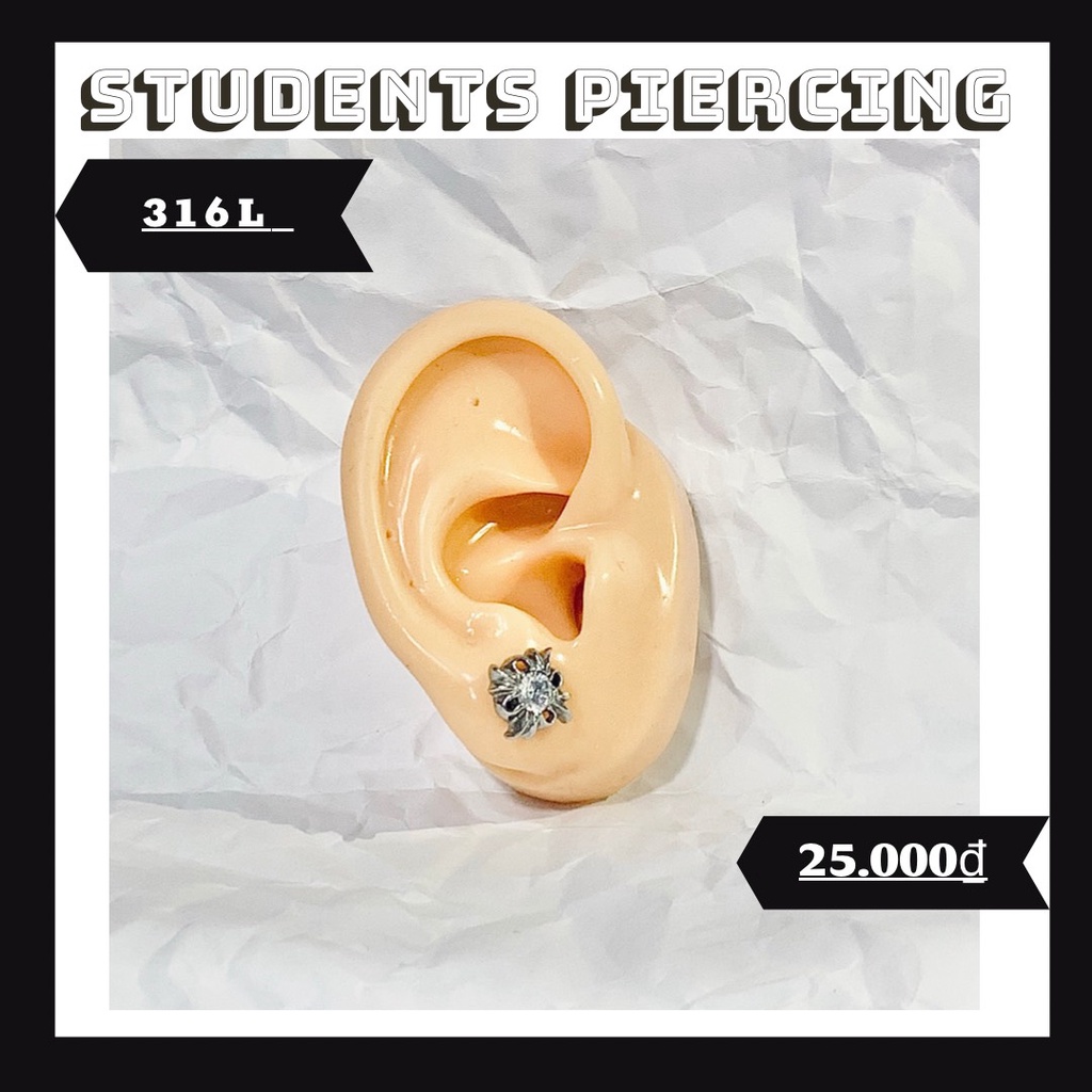 [Rẻ Vô Địch] Khuyên Tai Hình Hoa Văn Cá Tính - KHuyên Thép 316L