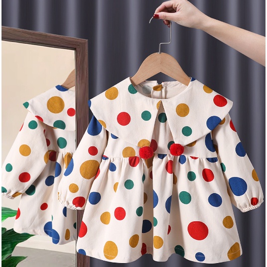 Đầm Công Chúa Tay Dài Đáng Yêu Thời Trang Xuân Thu Cho Bé Gái